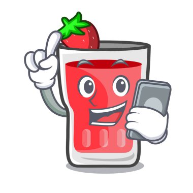 Telefon çilek mojito karakter karikatür ile
