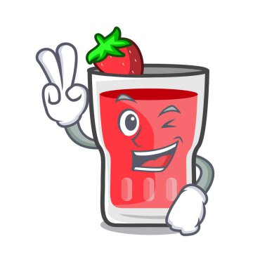 İki parmak çilek mojito karakter karikatür