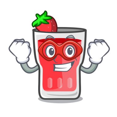 Süper kahraman çilek mojito karakter karikatür