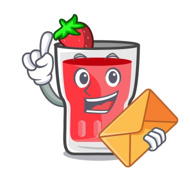 Zarf çilek mojito karakter karikatür ile