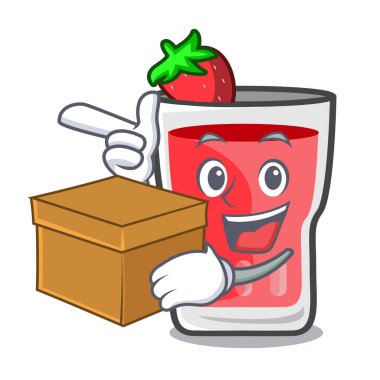 Kutu çilekli mojito karakter karikatür ile
