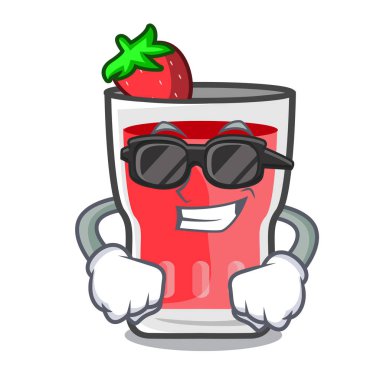 Süper cool çilek mojito karakter karikatür