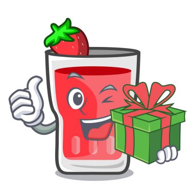 Hediye çilek mojito maskot karikatür ile