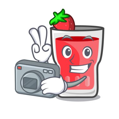 Fotoğrafçı çilek mojito maskot çizgi film