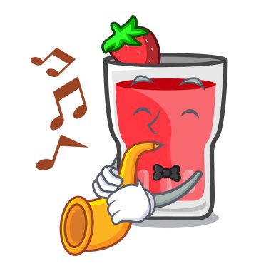 Trompet çilek mojito maskot karikatür ile