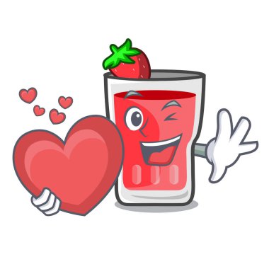 Kalp çilek mojito maskot karikatür ile