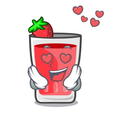 Aşk çilek mojito maskot karikatür