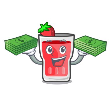 Para çantası çilek mojito maskot karikatür ile