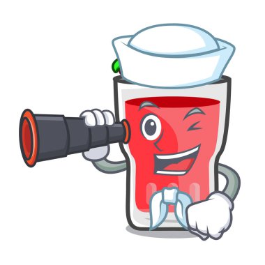 Denizci dürbün çilek mojito maskot karikatür ile