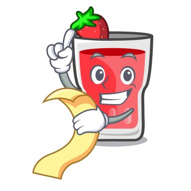 Menü çilek mojito maskot karikatür ile