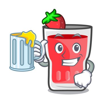 Suyu çilek mojito maskot karikatür ile
