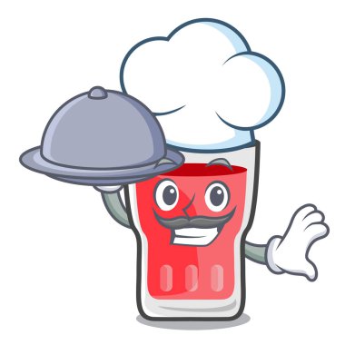 Şef yiyecek çilek mojito maskot karikatür ile