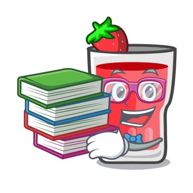 Öğrenci kitap çilek mojito maskot karikatür ile