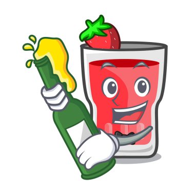 Bira çilek mojito maskot karikatür ile