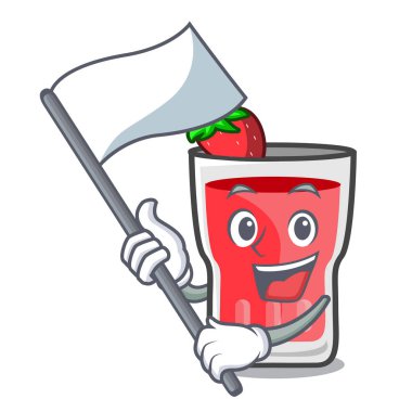 Bayrak çilek mojito maskot karikatür ile