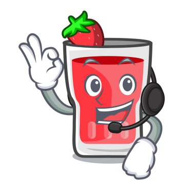 Kulaklık çilek mojito maskot karikatür ile