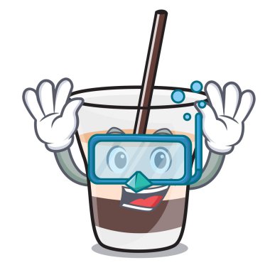 Beyaz Rus karakter karikatür vektör çizim dalış