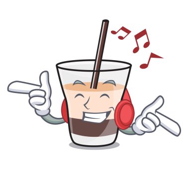 Müzik Beyaz Rus maskot karikatür dinleme