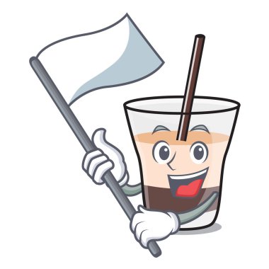 Bayrak beyaz Rus maskot karikatür ile