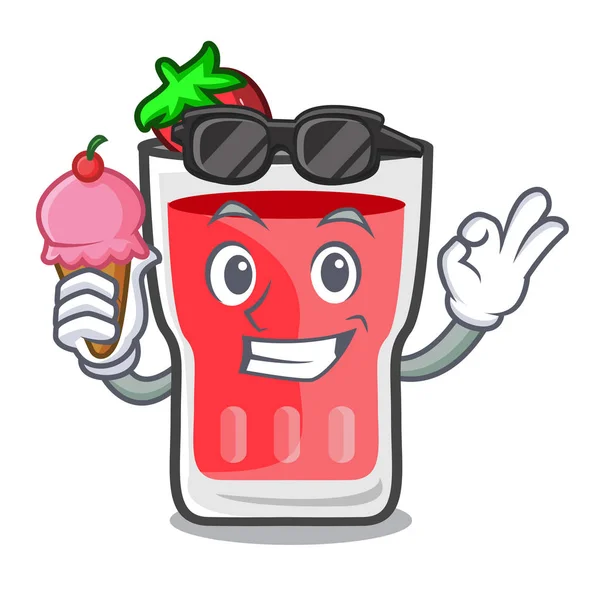 Com sorvete morango mojito personagem desenhos animados — Vetor de Stock