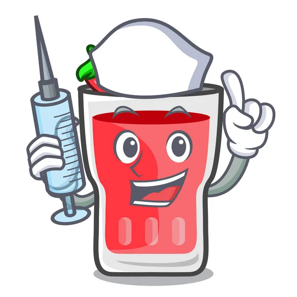 Nurse strawberry mojito character cartoon — Stock Vector