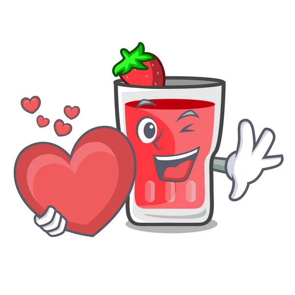 与心脏草莓莫吉托吉祥物卡通 — 图库矢量图片
