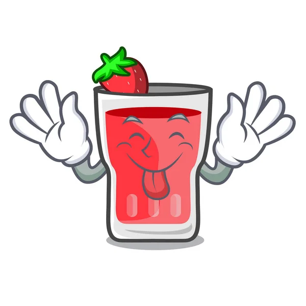 Tongue out strawberry mojito mascot cartoon — Stock Vector