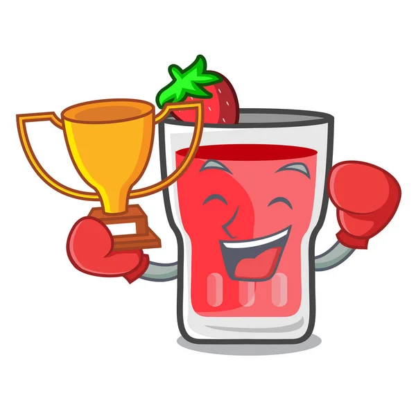 Boxsieger Erdbeer-Mojito-Maskottchen-Cartoon — Stockvektor