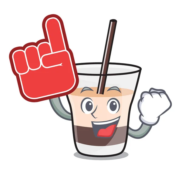 Foam finger white russian mascot cartoon — Stock Vector