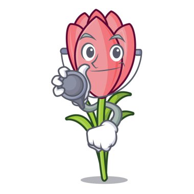 Doktor çiğdem çiçek karakter karikatür