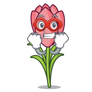 Süper kahraman çiğdem çiçek karakter karikatür