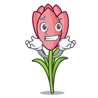 Çiğdem çiçek karakter karikatür sırıtarak