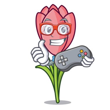 Oyun çiğdem çiçek maskot çizgi film