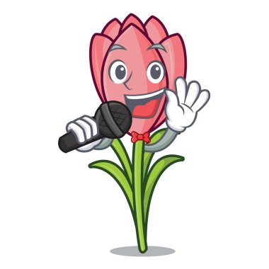 Şarkı söyleyen çiğdem çiçek maskot çizgi film