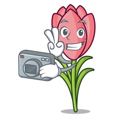 Fotoğrafçı çiğdem çiçek maskot çizgi film