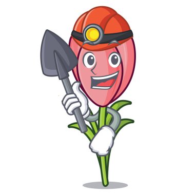 Madenci çiğdem çiçek maskot çizgi film