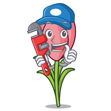 Tesisatçı çiğdem çiçek maskot çizgi film