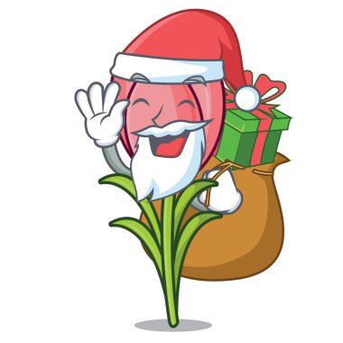 Noel Baba hediye çiğdem çiçek maskot karikatür ile