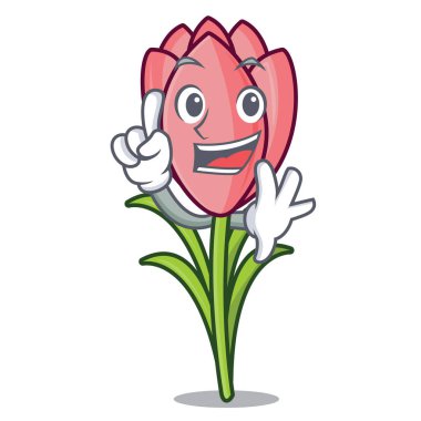 Parmak çiğdem çiçek maskot çizgi film