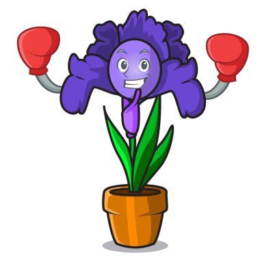 Boks Iris çiçek karakter karikatür