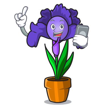Telefon Iris çiçek karakter karikatür ile