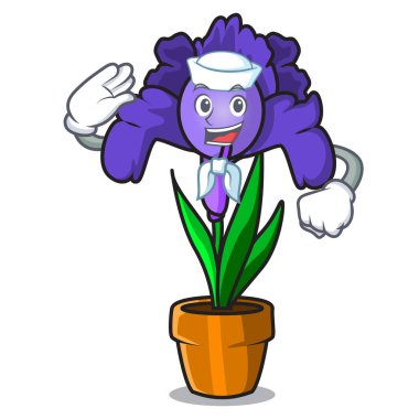 Denizci Iris çiçek karakter karikatür