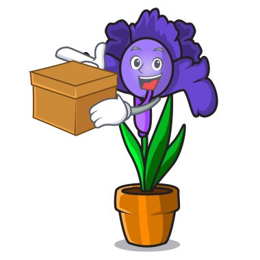 Kutusu Iris çiçek karakter karikatür ile