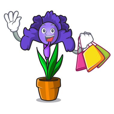 Iris çiçek karakter karikatür alışveriş