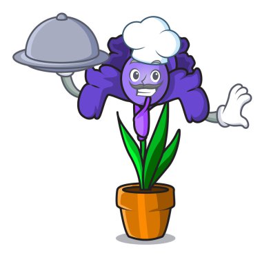 Şef gıda Iris çiçek maskot karikatür ile
