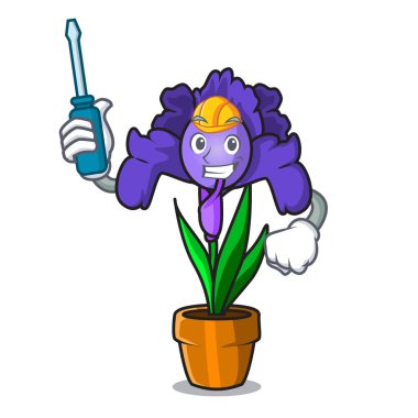 Otomotiv Iris çiçek maskot çizgi film