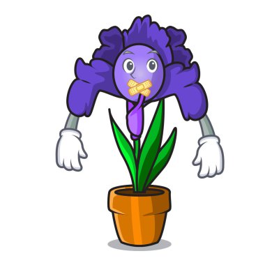 Sessiz Iris çiçek maskot çizgi film