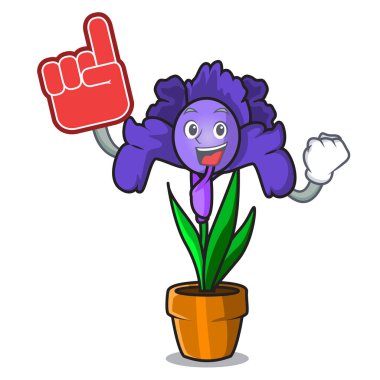 Köpük parmak Iris çiçek maskot çizgi film