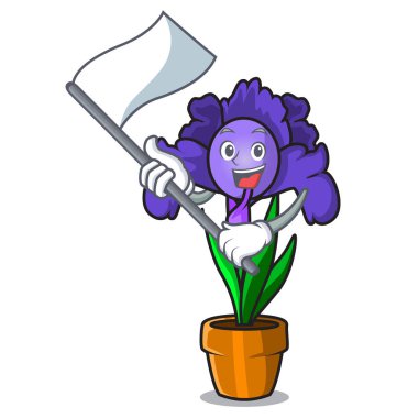 Bayrak Iris çiçek maskot karikatür ile