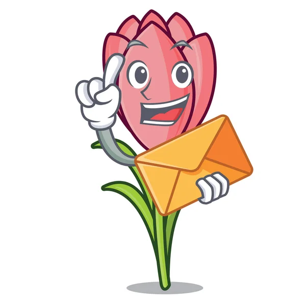 Με φάκελο κρόκου λουλούδι χαρακτήρα κινουμένων σχεδίων — Διανυσματικό Αρχείο